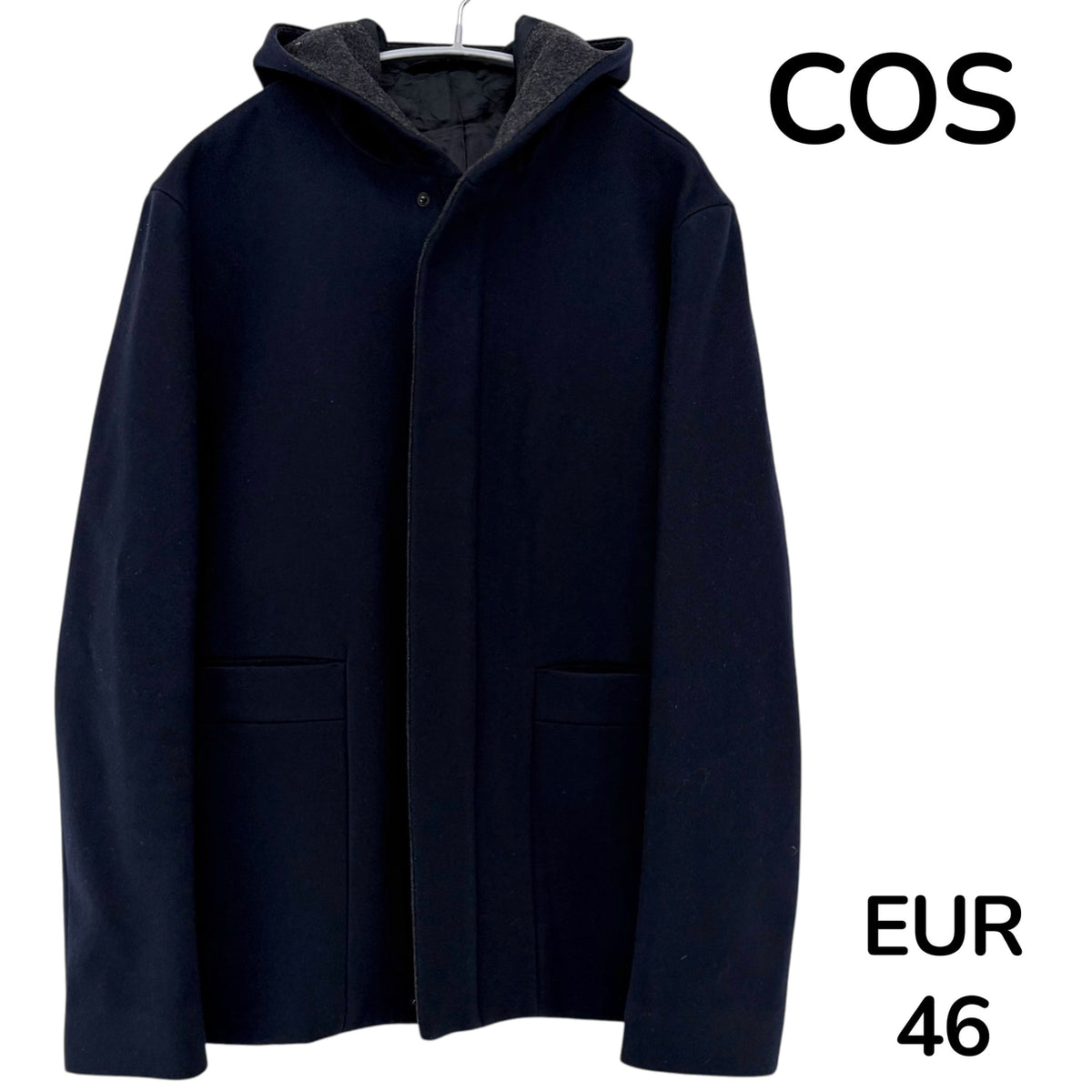 【美品】COS カシミヤ混ウールコート ネイビー 紺 46サイズ【クリーニング発送】