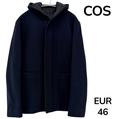 【美品】COS カシミヤ混ウールコート ネイビー 紺 46サイズ【クリーニング発送】