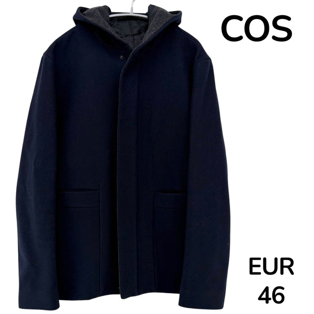 【美品】COS カシミヤ混ウールコート ネイビー 紺 46サイズ【クリーニング発送】