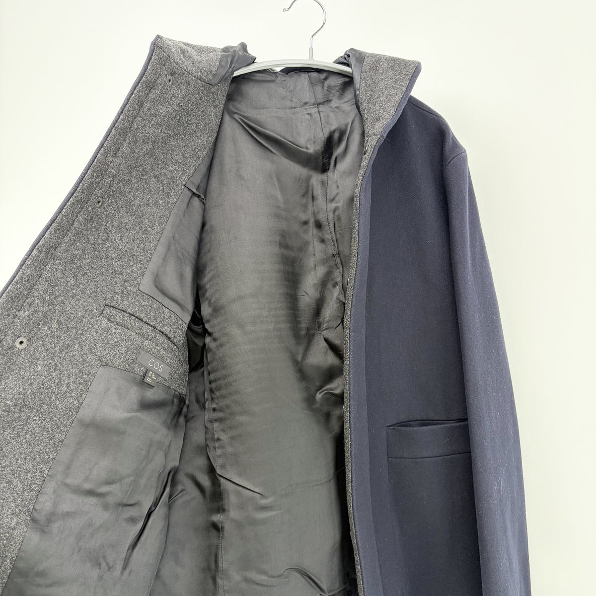 【美品】COS カシミヤ混ウールコート ネイビー 紺 46サイズ【クリーニング発送】